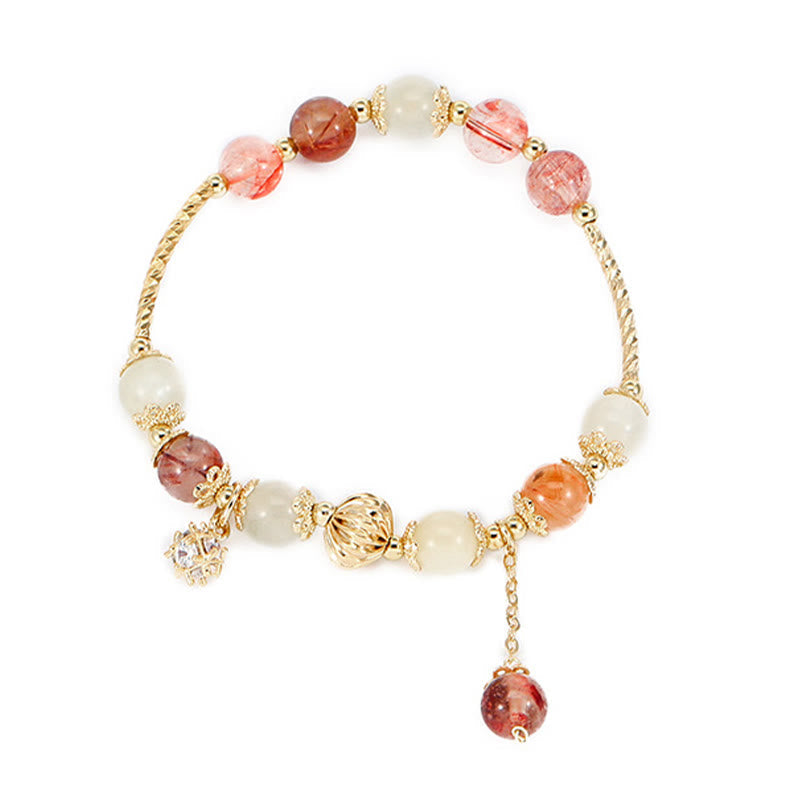 Bracelet de bon augure en quartz rutile, perles de 7 mm