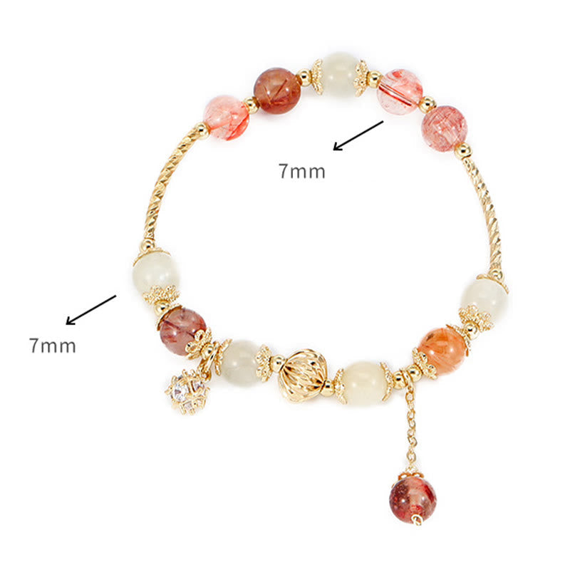 Bracelet de bon augure en quartz rutile, perles de 7 mm