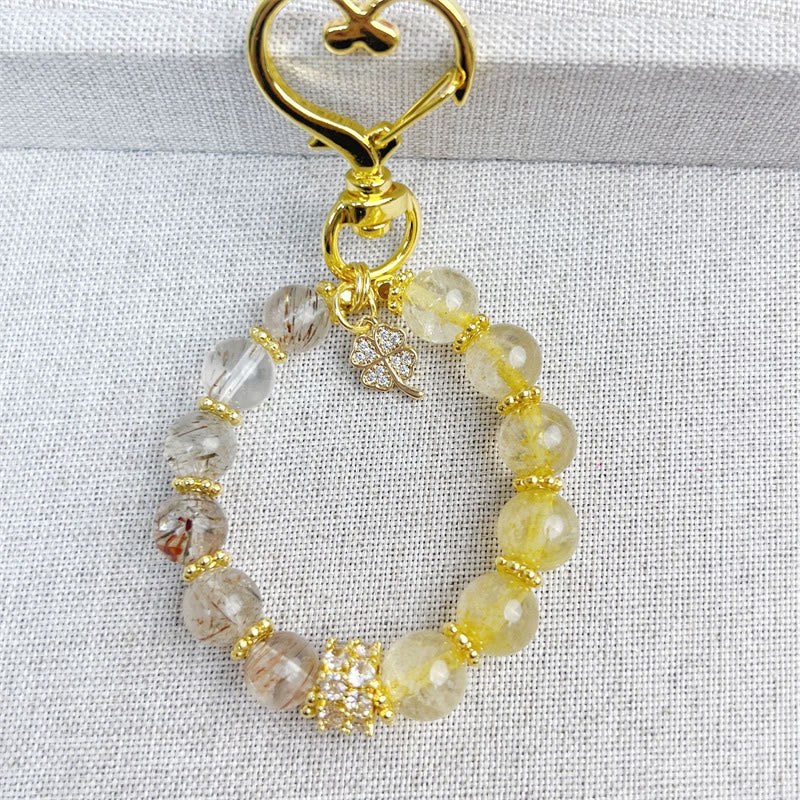 Pendentif de voiture en quartz rutile - Auspiciosité et protection