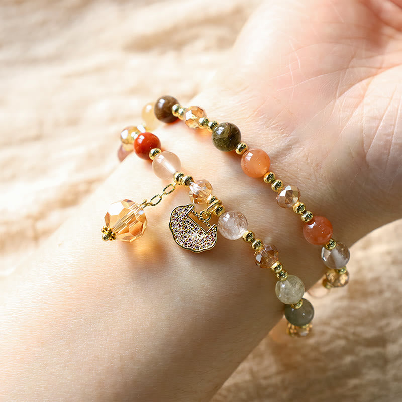 Bracelet de croissance spirituelle à double tour en quartz rutile