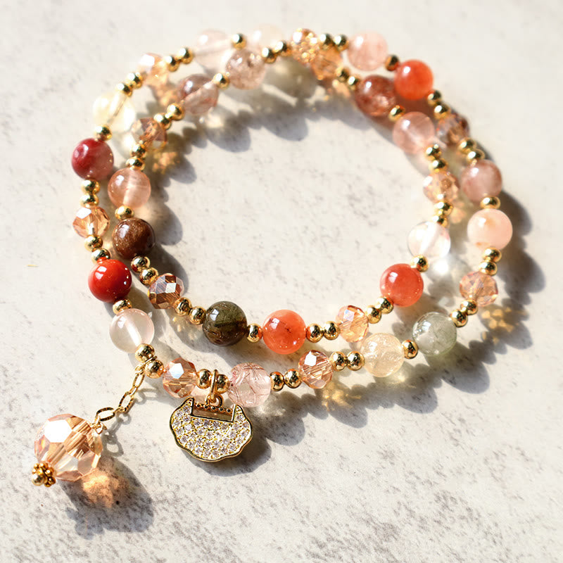 Bracelet de croissance spirituelle à double tour en quartz rutile