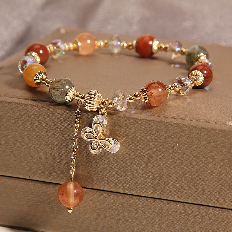 Bracelet papillon de richesse Fu Lu Shou en quartz rutile