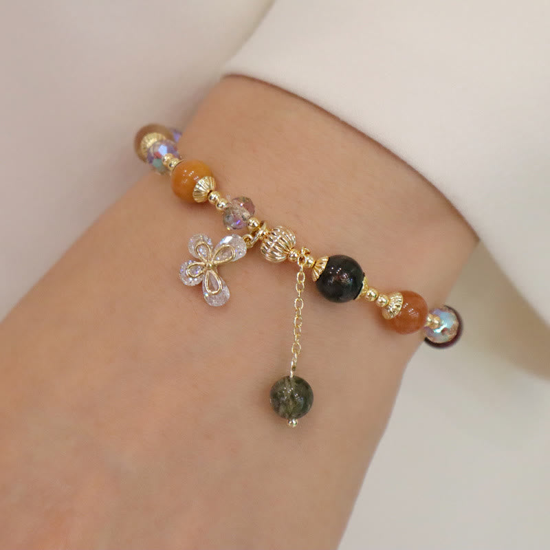 Bracelet papillon de richesse Fu Lu Shou en quartz rutile