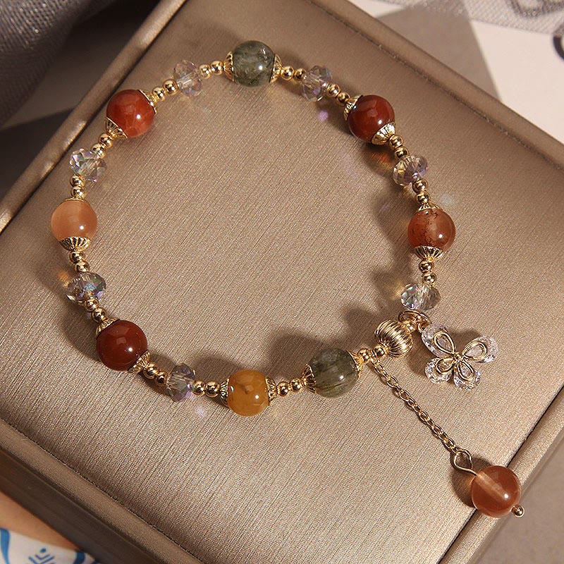 Bracelet papillon de richesse Fu Lu Shou en quartz rutile