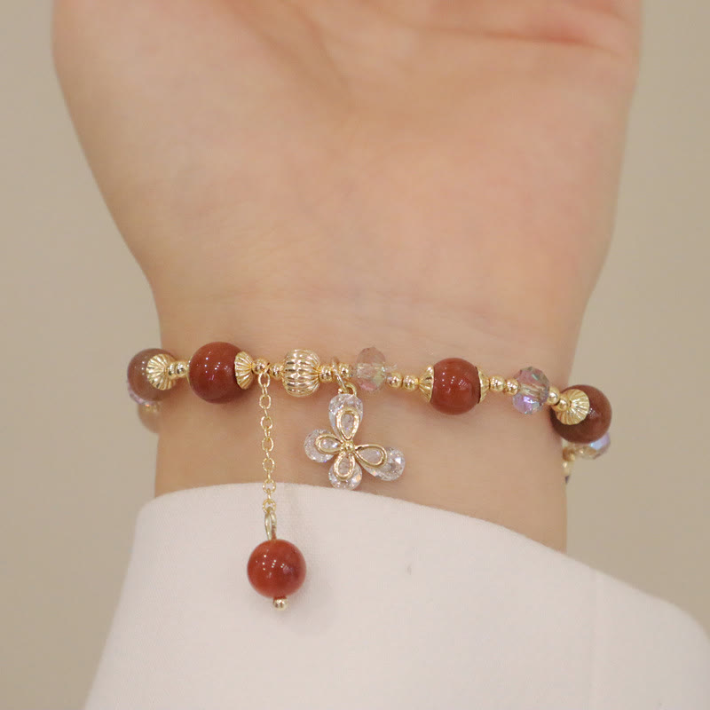 Bracelet papillon de richesse Fu Lu Shou en quartz rutile