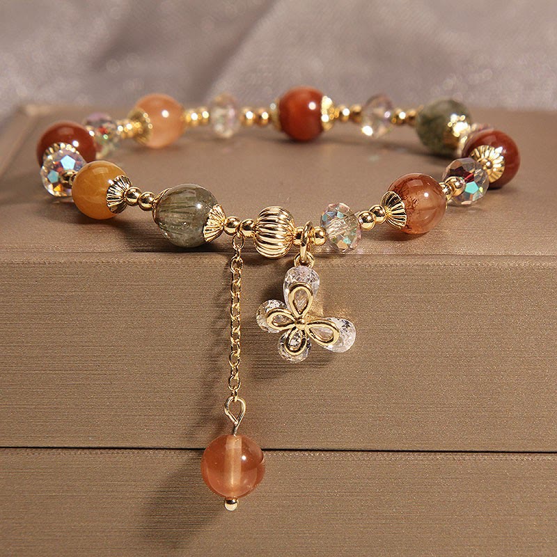Bracelet papillon de richesse Fu Lu Shou en quartz rutile
