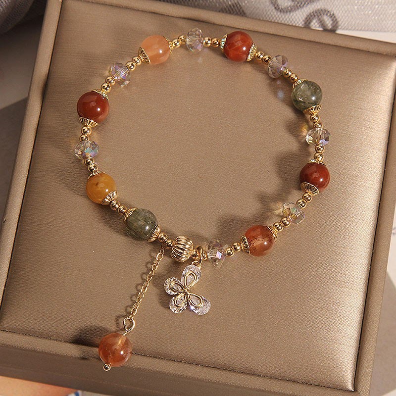 Bracelet papillon de richesse Fu Lu Shou en quartz rutile