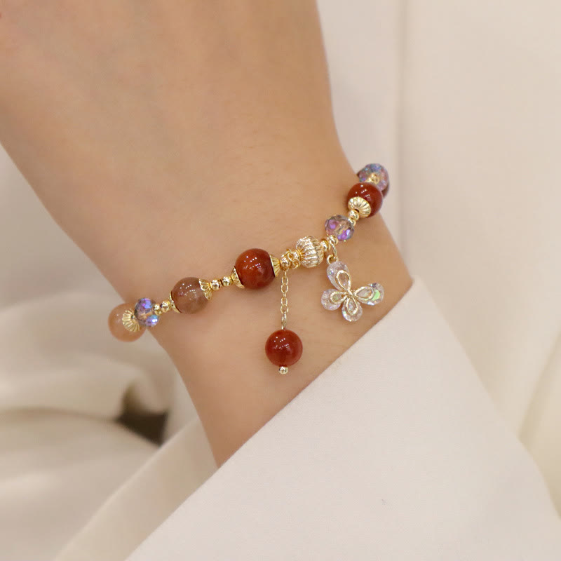 Bracelet papillon de richesse Fu Lu Shou en quartz rutile