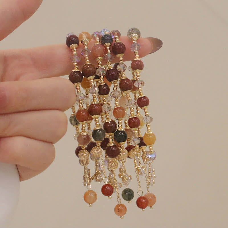 Bracelet papillon de richesse Fu Lu Shou en quartz rutile
