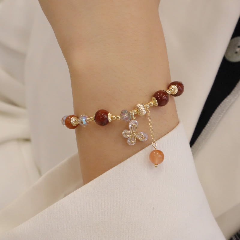 Bracelet papillon de richesse Fu Lu Shou en quartz rutile