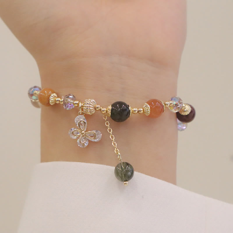 Bracelet papillon de richesse Fu Lu Shou en quartz rutile