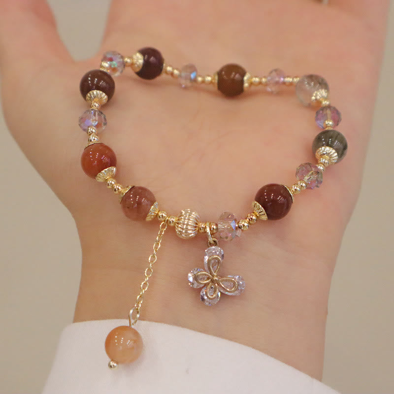 Bracelet papillon de richesse Fu Lu Shou en quartz rutile
