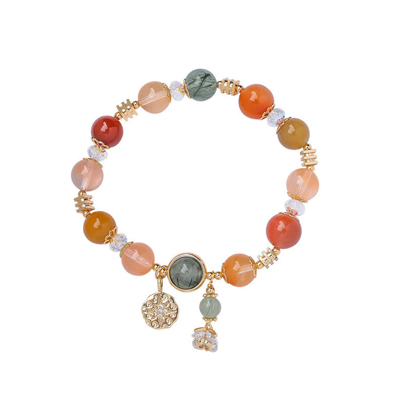 Bracelet de richesse en quartz rutile | Motif étoile à huit branches