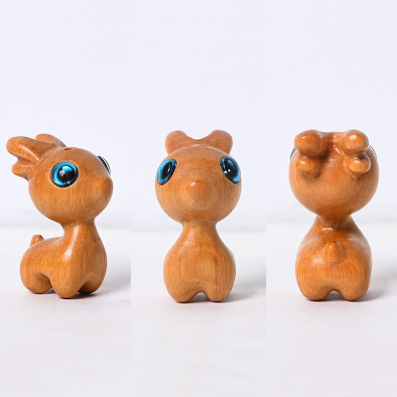 Figurine de protection en bois de santal, mini cerf porte-bonheur, petite taille, 3,6 cm