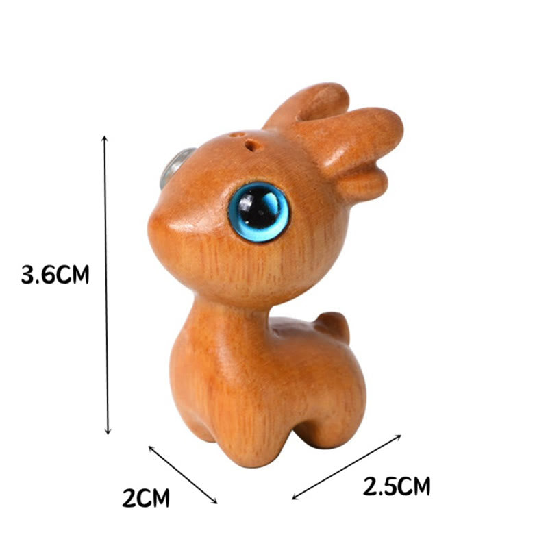 Figurine de protection en bois de santal, mini cerf porte-bonheur, petite taille, 3,6 cm