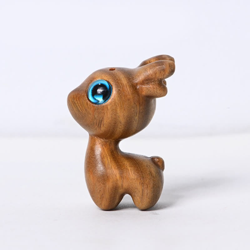 Figurine de protection en bois de santal, mini cerf porte-bonheur, petite taille, 3,6 cm