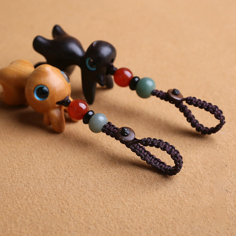 Porte-clés mini-protection contre les cerfs en bois de santal 35 mm