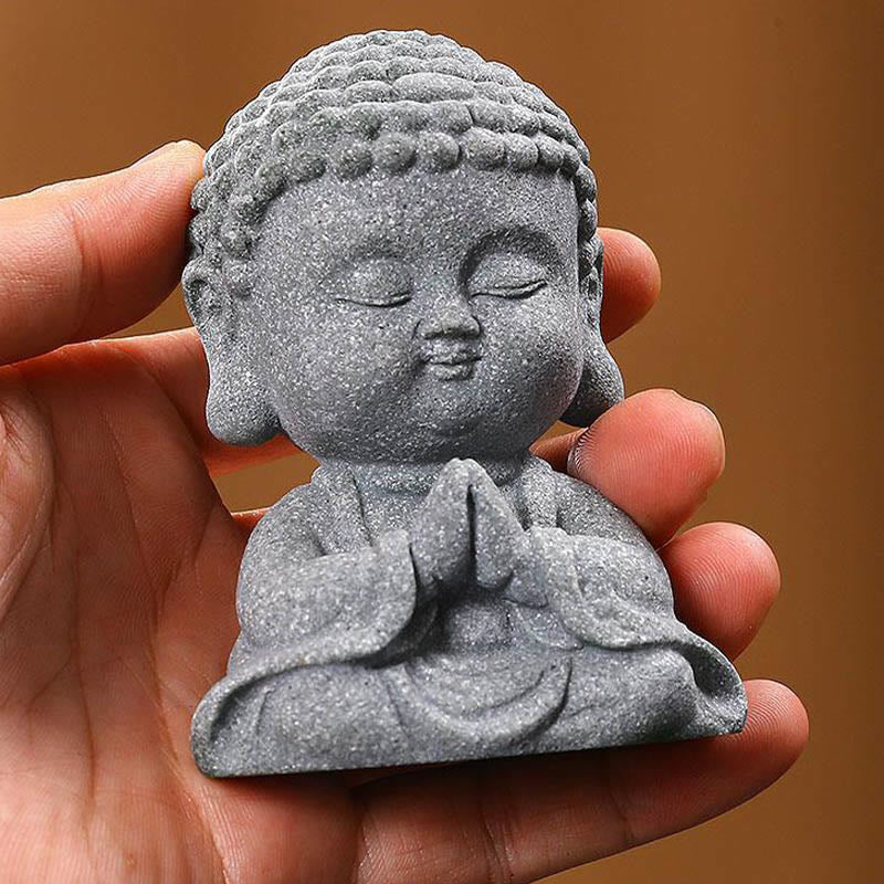 Statue de Bouddha en grès pour la méditation et la sérénité 6,7 cm