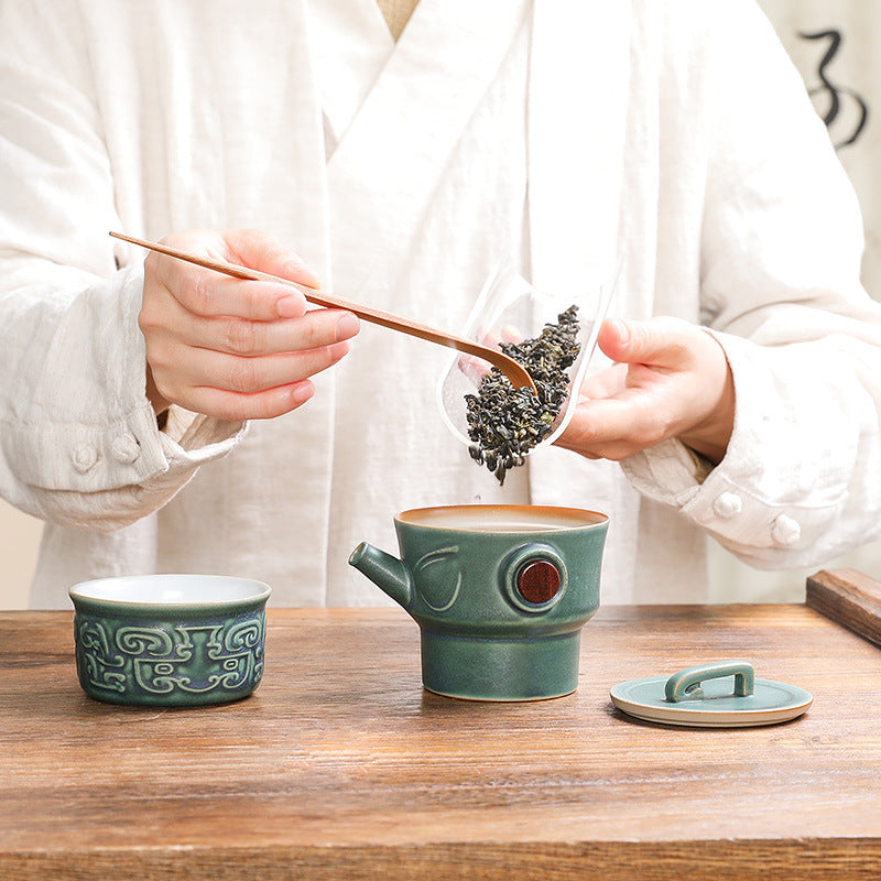 Service à thé chinois en céramique Sanxingdui | Cadeau Kung Fu