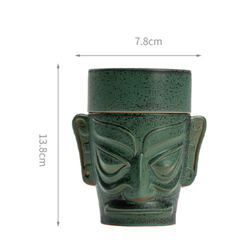 Brûleur d'encens en céramique de Sanxingdui inspiré de la méditation sur les masques de l'âge du bronze