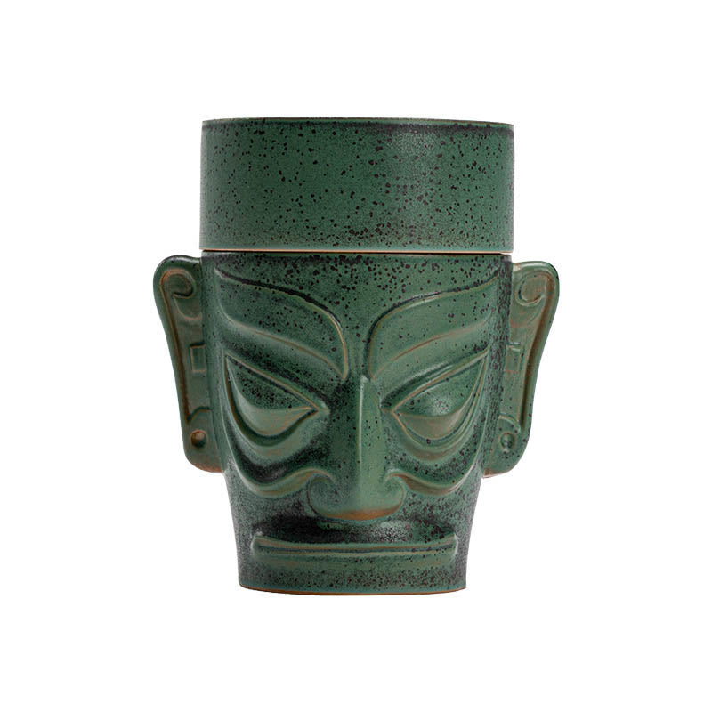 Brûleur d'encens en céramique de Sanxingdui inspiré de la méditation sur les masques de l'âge du bronze