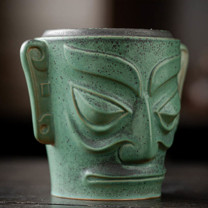 Brûleur d'encens en céramique de Sanxingdui inspiré de la méditation sur les masques de l'âge du bronze