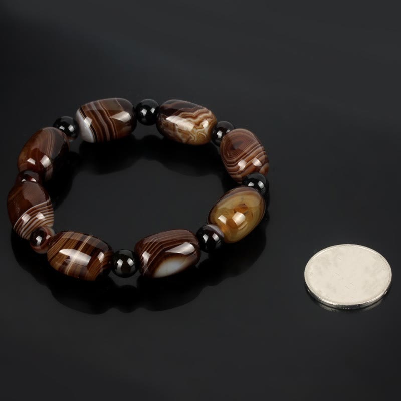 Bracelet spirituel en sardonyx pour le courage et le bonheur unisexe