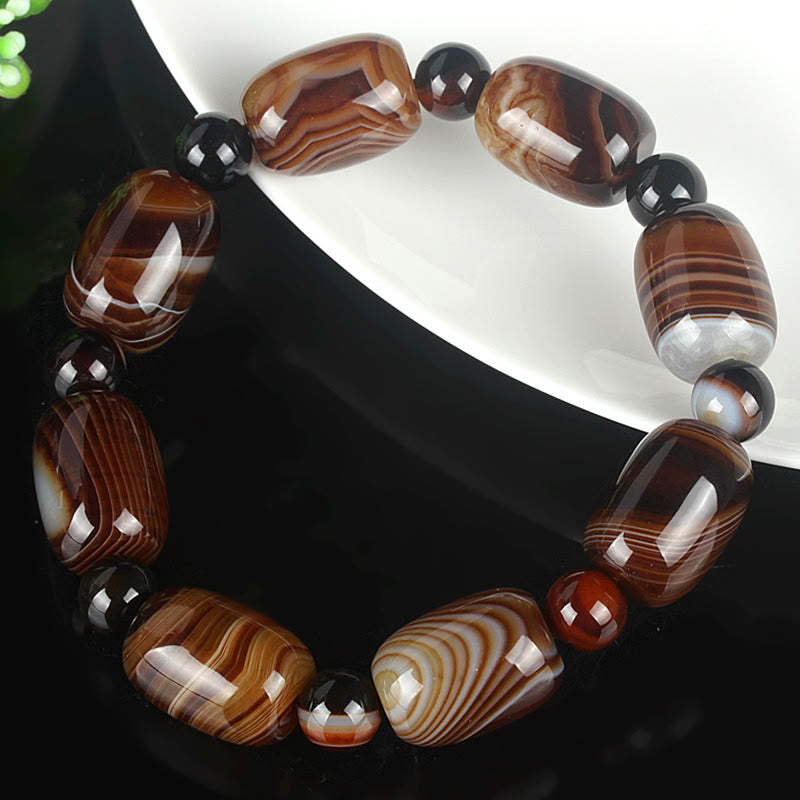 Bracelet spirituel en sardonyx pour le courage et le bonheur unisexe