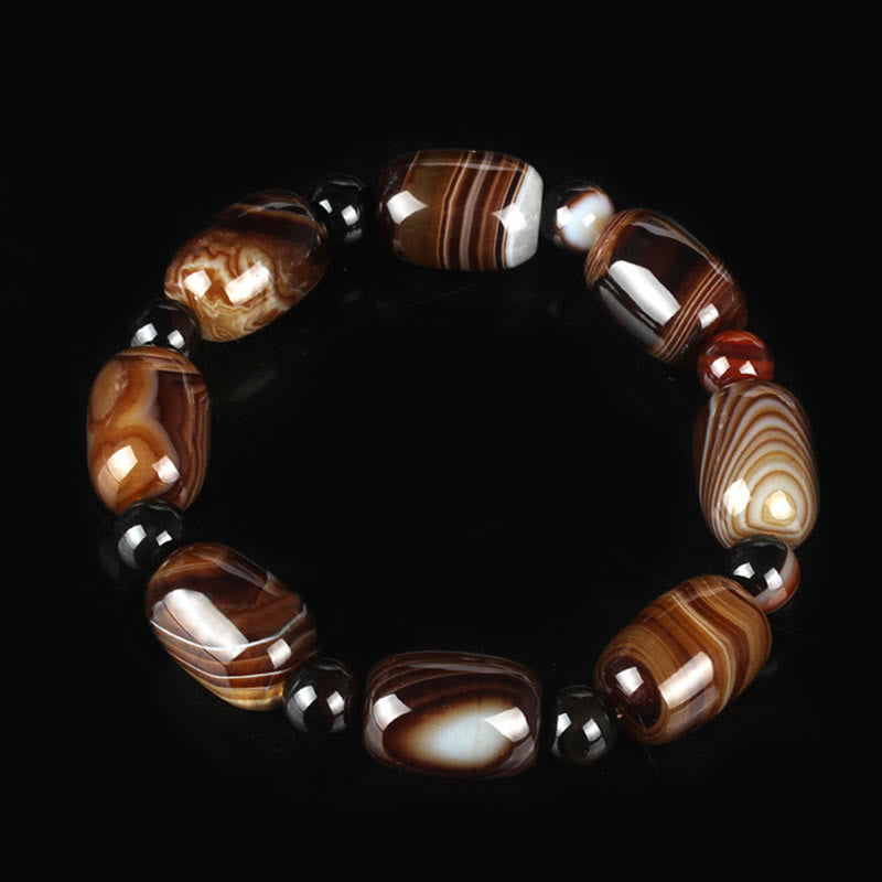 Bracelet spirituel en sardonyx pour le courage et le bonheur unisexe