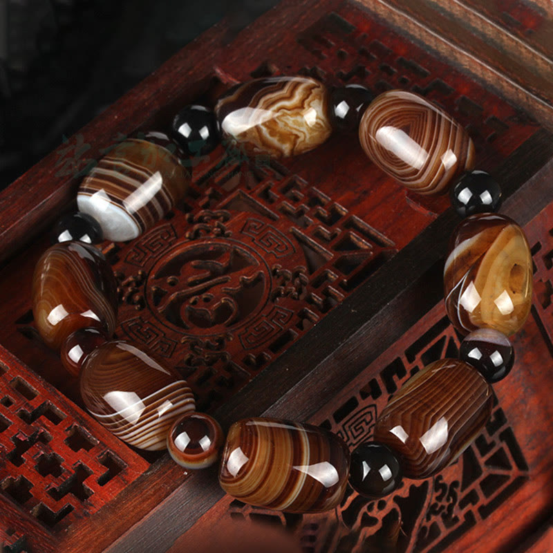Bracelet spirituel en sardonyx pour le courage et le bonheur unisexe