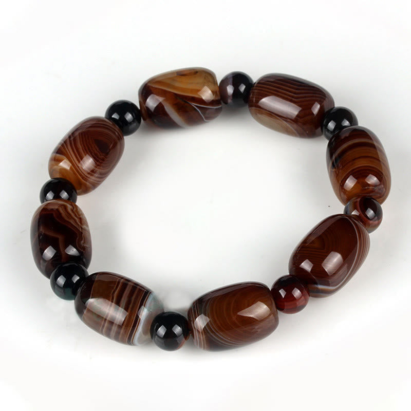Bracelet spirituel en sardonyx pour le courage et le bonheur unisexe