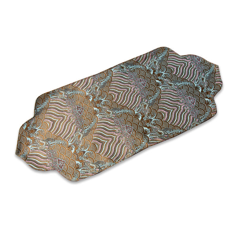 Set de thé en brocart de bambou et fleurs de prunier, motif vagues de la mer, 48 x 22 cm, décoration zen