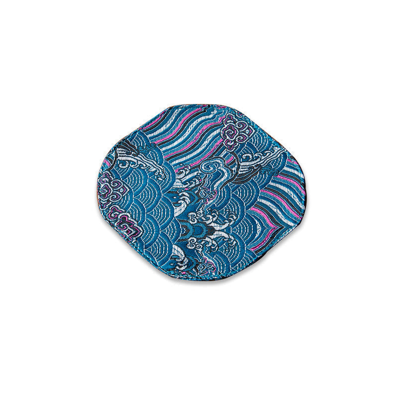 Set de thé en brocart de bambou et fleurs de prunier, motif vagues de la mer, 48 x 22 cm, décoration zen