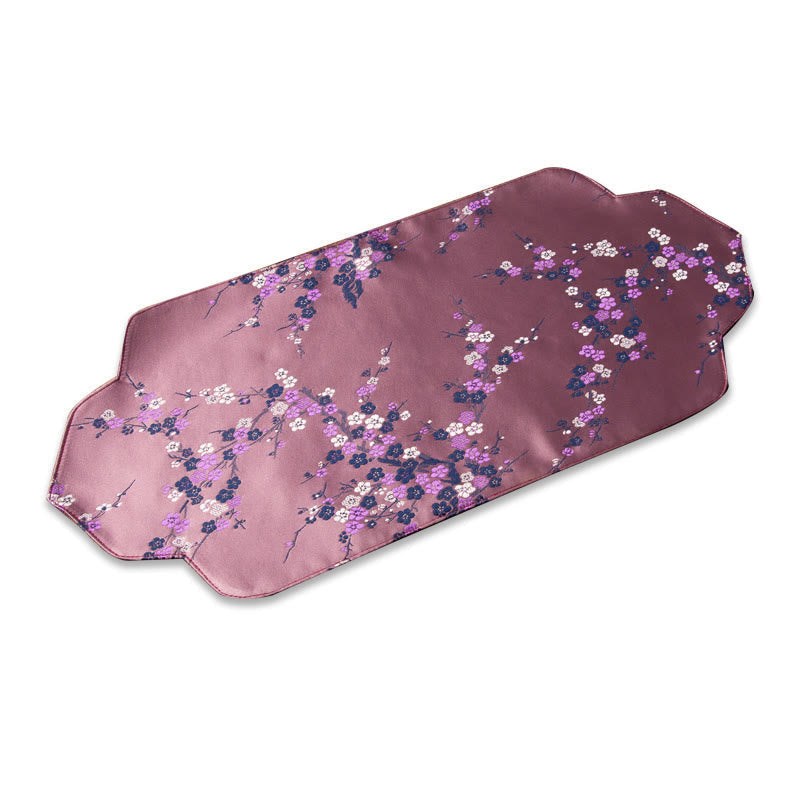 Set de thé en brocart de bambou et fleurs de prunier, motif vagues de la mer, 48 x 22 cm, décoration zen
