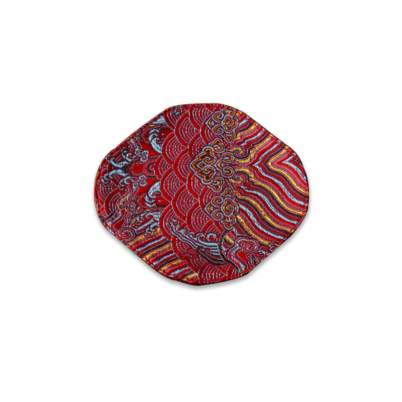 Set de thé en brocart de bambou et fleurs de prunier, motif vagues de la mer, 48 x 22 cm, décoration zen