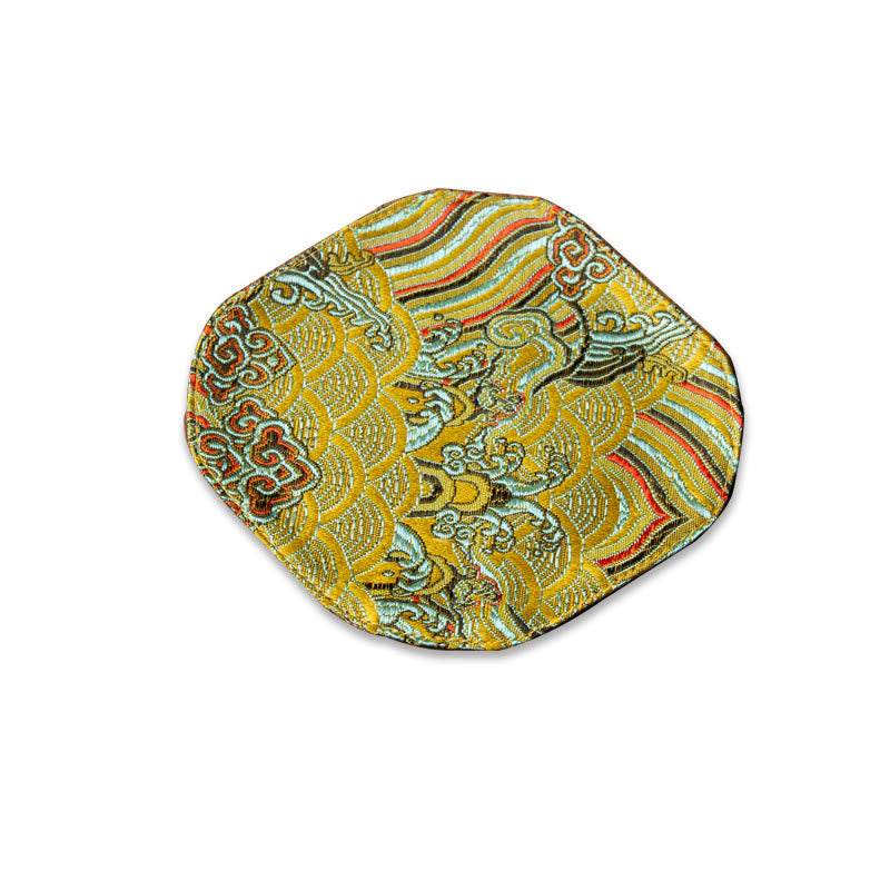 Set de thé en brocart de bambou et fleurs de prunier, motif vagues de la mer, 48 x 22 cm, décoration zen