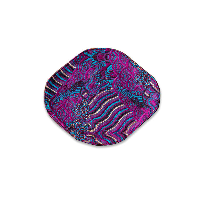 Set de thé en brocart de bambou et fleurs de prunier, motif vagues de la mer, 48 x 22 cm, décoration zen
