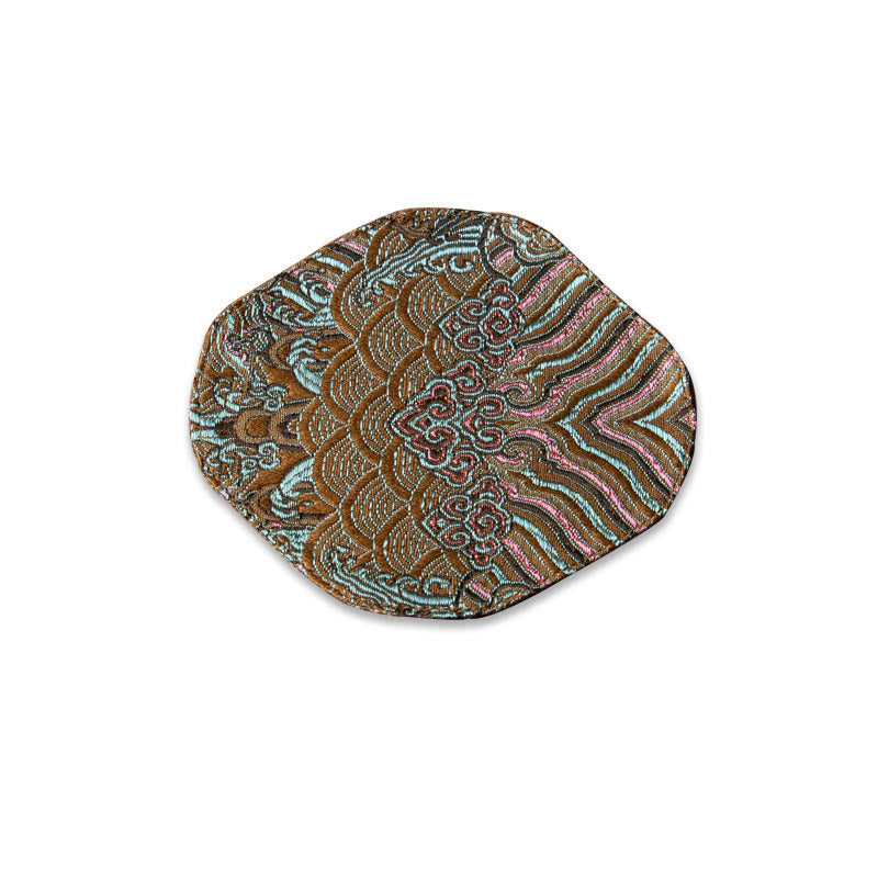Set de thé en brocart de bambou et fleurs de prunier, motif vagues de la mer, 48 x 22 cm, décoration zen