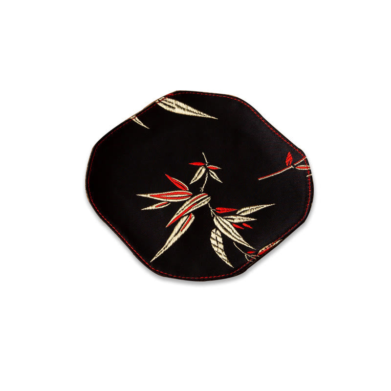 Set de thé en brocart de bambou et fleurs de prunier, motif vagues de la mer, 48 x 22 cm, décoration zen