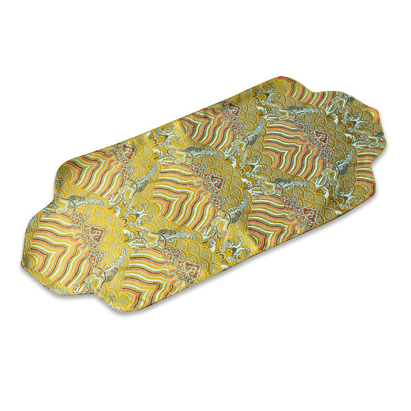 Set de thé en brocart de bambou et fleurs de prunier, motif vagues de la mer, 48 x 22 cm, décoration zen