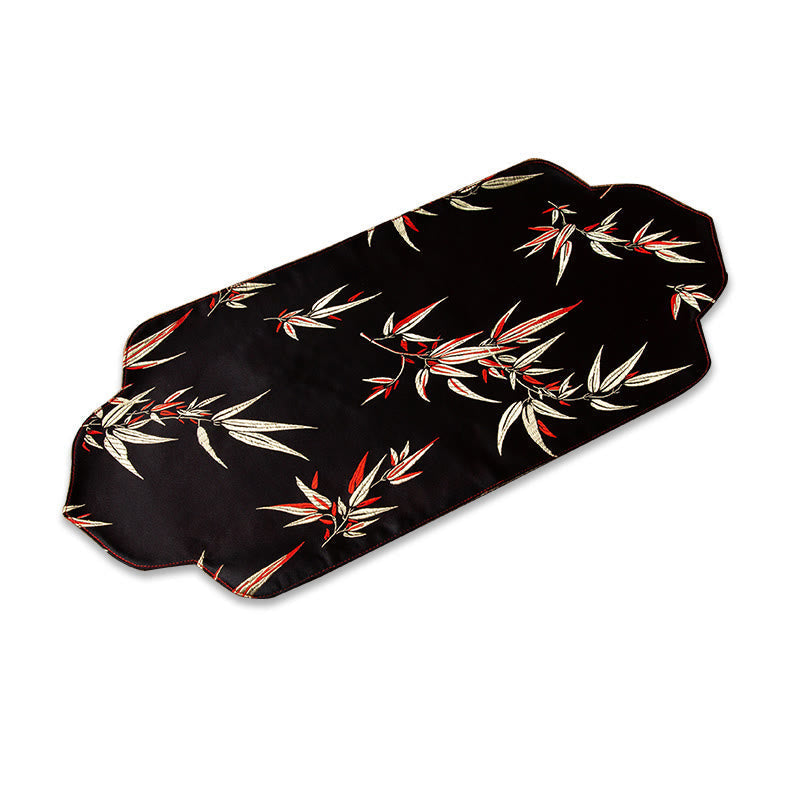 Set de thé en brocart de bambou et fleurs de prunier, motif vagues de la mer, 48 x 22 cm, décoration zen