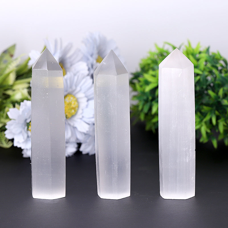 Selenite Healing Crystal Tower 2.4-4.5 inch Meditation Point