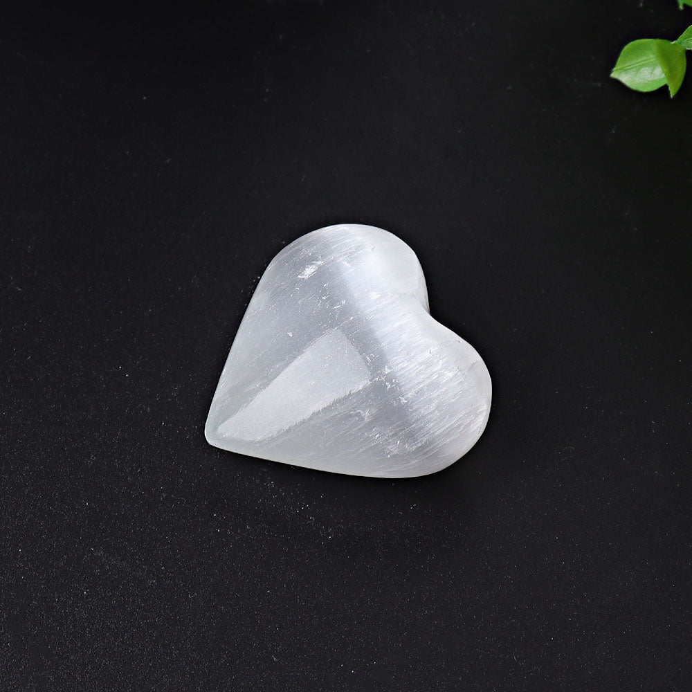 Selenite Heart Crystal Figurines 1.7-2.8 Inches
