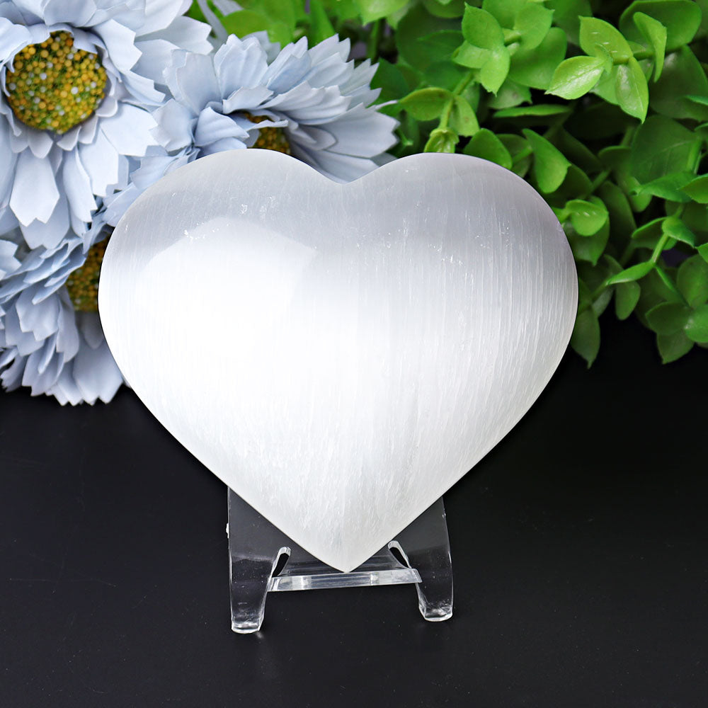 Selenite Heart Crystal Figurines 1.7-2.8 Inches