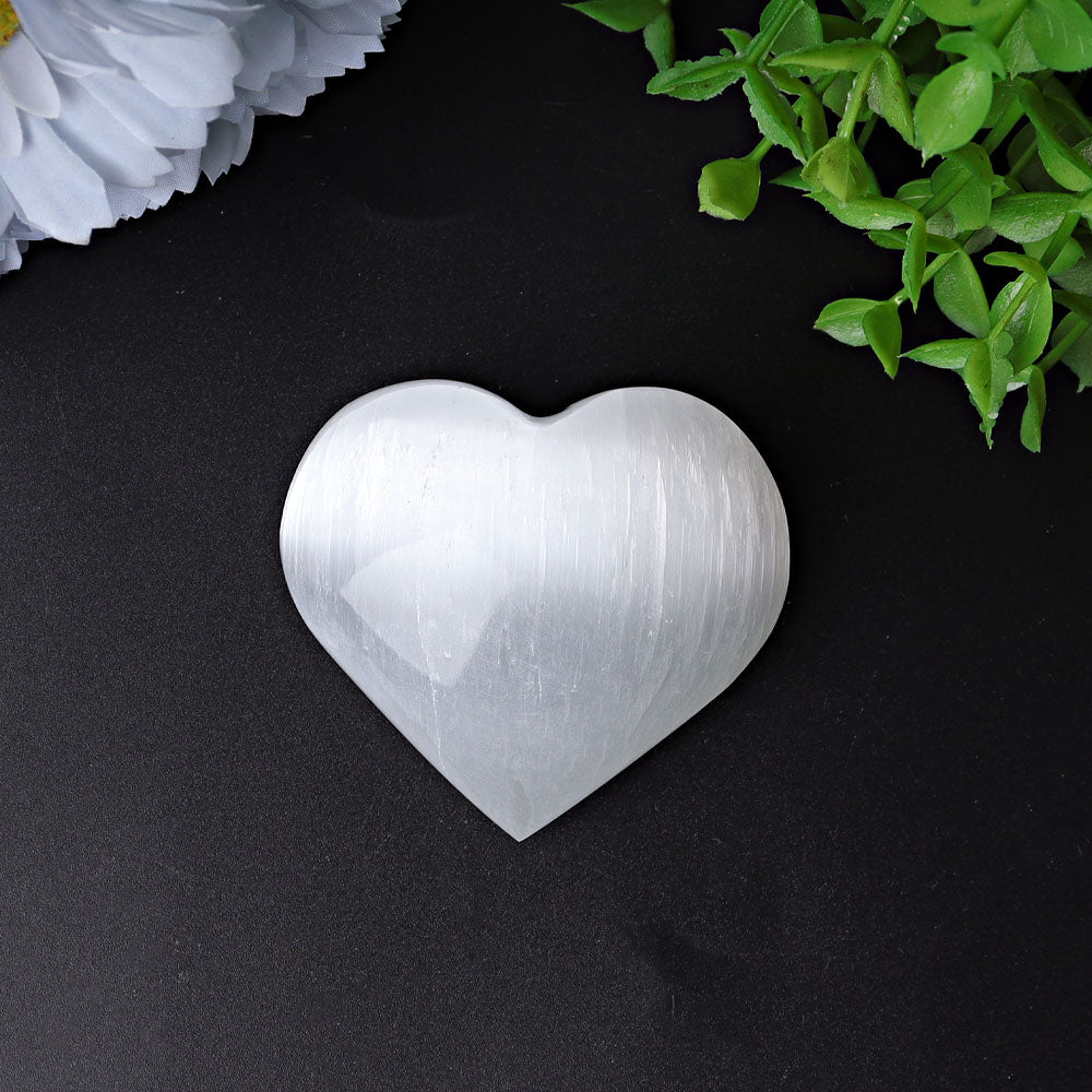 Selenite Heart Crystal Figurines 1.7-2.8 Inches