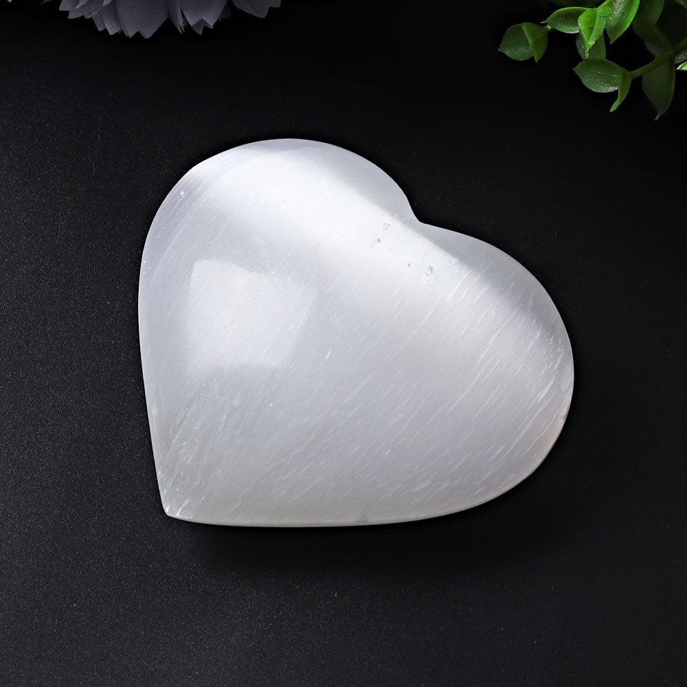 Selenite Heart Crystal Figurines 1.7-2.8 Inches