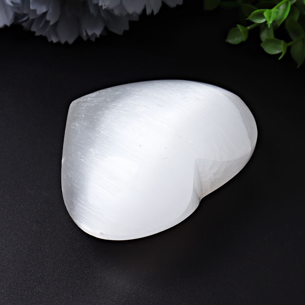 Selenite Heart Crystal Figurines 1.7-2.8 Inches
