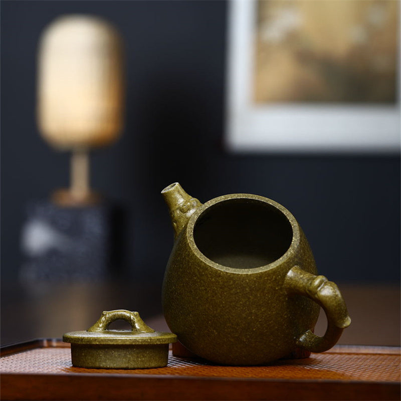 Théière en argile jaune-vert-violet de Yixing, semi-faite à la main, 240 ml