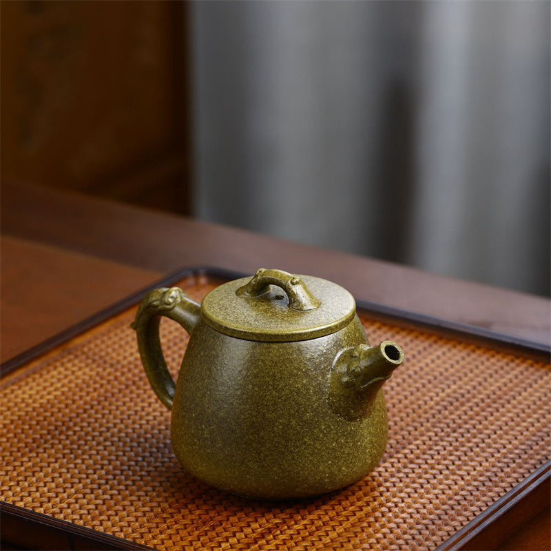 Théière en argile jaune-vert-violet de Yixing, semi-faite à la main, 240 ml