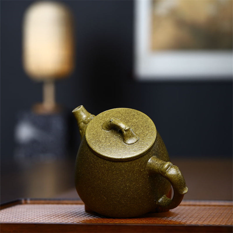 Théière en argile jaune-vert-violet de Yixing, semi-faite à la main, 240 ml
